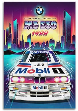 Vintage-Poster für BMW, Kunst, Auto, Sport, Auto, Poster, dekorative Malerei, Leinwand, Wandposter und Kunstbild, moderner Familienschlafzimmer-Dekor, Poster, 30 x 45 cm