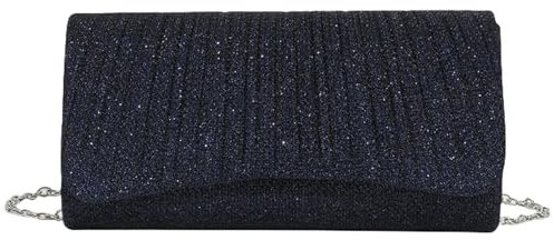 NatTco Borse da Sera Donne Shiny Crossbody Borse Guida Shiny Gara di Spalla Borsa Cocktail Cocktail Clutch-Blu Scuro