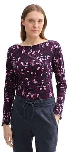 Tom Tailor Damen 1043146 Basic Longsleeve mit Alloverprint