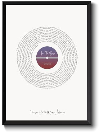 wohnstil Musik Poster | Song-Text Schallplatte/Liedtext o. eigener Text | Album-Cover, Lyrik-Druck | Vintage Retro-Geschenk, Bild mit Farbwahl, Größen- und Rahmenwahl