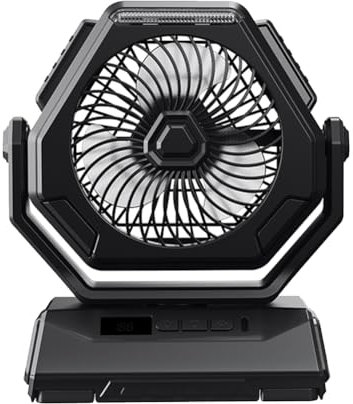 Evzvwruak Outdoor Camping Fan 6000MAh Rechargeable Ceiling Oscillating Fan Portable Air Conditioner Air Cooler with Lighting Durable Easy to Use -A