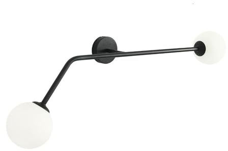 Licht-Erlebnisse Wandleuchte Glas Metall Schwarz Weiß Bad Wohnzimmer Flur B:97 cm E14 2-flammig blendarm wohnlich Kugel Wandlampe Modern COLDPASS