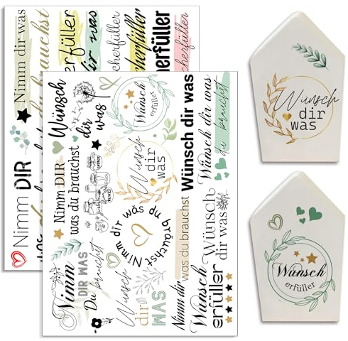 Hongma Rub On Sticker 19x14cm-Großformat Wünsch Dir Was Wunscherfüller Transfers 2PCS Sprüche für Raysin für Keraflott Möbel Glas Holz DIY Deko Rub On Folie Rubons Nimm dir was du brauchst Aufkleber
