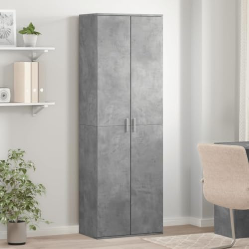 Faroom Multiusos 2 Puertas Armario Escobero y de Limpieza, Almacenaje en Madera de Ingeniería, Gris Hormigón, 60x35x180 cm