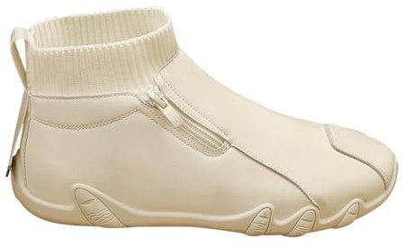 Scarpe da passeggio alte da uomo con cerniera laterale in ecopelle antiscivolo, suola piatta resistente all'usura, ampia vestibilità, fodera in rete, scarpe da esterno leggere comode, fondo morbido,