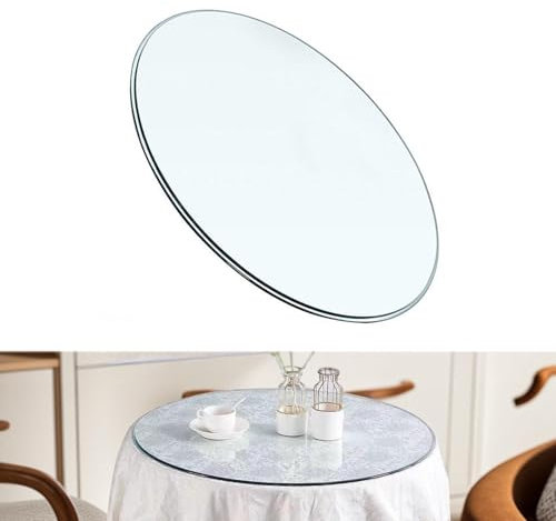 BVDHASDBT Plateau de table rond en verre trempé, 45–75–90 cm, plateau rond en verre trempé transparent de 1,27 cm d'épaisseur, plateau rond en verre trempé de qualité supérieure (38 cm)