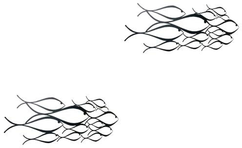 PRETYZOOM 2St Fischschwarm Wandbehang Wanddekoration im nautischen Stil Sommerdeko Handdekor bürodekorationen dekoration schlafzimmer Eisen-Fisch-Wand- Wandanhänger Schmiedeeisen Black