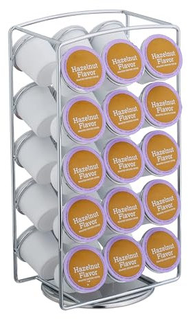 Relaxdays Porta Cialde caffè, Organizer Portacapsule Capsule Compatibili Keurig, HxLxP: 30,5x16x12,5 cm, Argento, Ferro