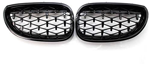 VREFOEAX Front Kühlergrill Car Racing Grill Für E60 E61 5 Series 2003-2009 Diamond Front Kidney Grille Meteor Style Grill Chrome Front Grill(Voll schwarz)