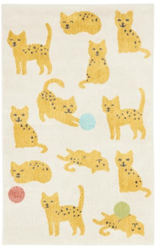 RugVista Lo Friends Kinderteppich, 100 x 160 cm, Weiß/Multi | Moderne, Kinder, Rechteckig, Niedriger Stapel, Nur Handwäsche, Oeko-Tex 100, Ohne gefährliche Chemikalien, Kinderzimmer