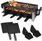 Syntrox 16 Personen Raclette | Tischgrill | Pizzagrill | Pfännchen | emailliert, für große Gruppen, Robust und langlebig, Edelstahl, Schwarze Optik