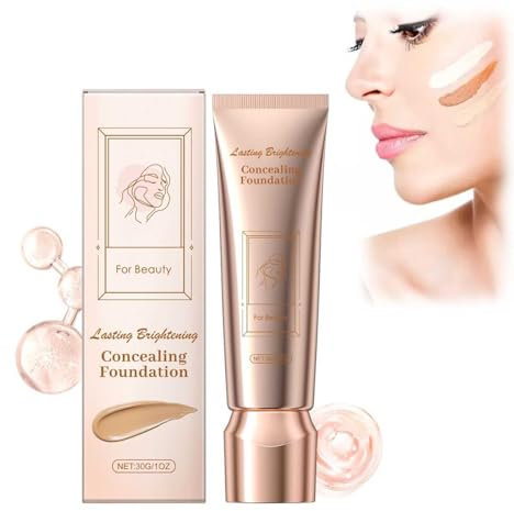 Concealer Liquid Foundation,Lightweight Water-Based Tinted Serum with Foundation-Like Coverage,Cover Under-Eye Circles,Blemishes & Skin Discoloration - 1 fl. oz.(Wheat, 1)