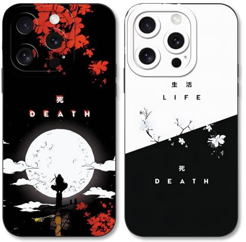 Eouine 2 Pack Phone Case For iPhone XR 6.1 inch, Anime Japanese Manga Akatsuki Cartoon Pattern Shockproof Soft Aesthetics Design Full lens Protection Cover for Children Boy Girl, Black