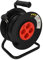 Jandei - Enrollacables de Carrete Prolongador Extensible Eléctrico con Asa, 25 Metros de Cable, Negro y Rojo. 4 Tomas Schuko