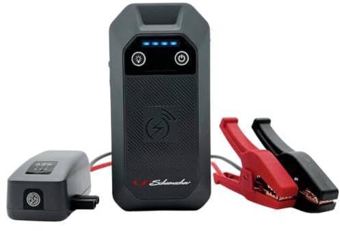Schumacher Electric Compact SBX505 - Booster Batterie Voiture 1500A 12V - Démarreur Lithium Pinces Sécurisées - Moteurs Essence 8L/Diesel 6L - USB-C, Charge sans Fil, LED - Mode Override, Pre-Heating