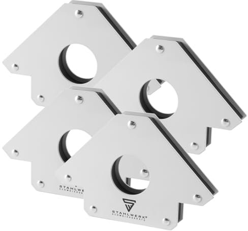 STAHLWERK Magnet-Schweißwinkel 4er Set – 34 kg (75 lbs) Haftkraft, feste 45° / 90° / 135° Winkel, starke Schweißmagnete zum präzisen Positionieren beim Schweißen, Löten und Justieren