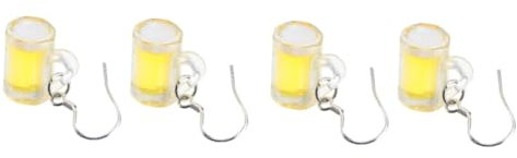 BESPORTBLE 2 Paar Lustige Bier Ohrringe in 3D-Design – Miniatur Bierkrug Baumeln Ohrringe Für Frauen Und Mädchen – Kreativer Schmuck Für Bierliebhaber – Silber Und Gelb