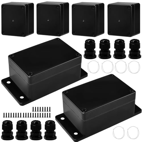 JNEYVIC 6 Stück Abzweigdose IP65 Kleine Wasserdichte Kunststoffgehäuse 2 Größen Verteilerdose Kunststoff Elektro Gehäuse Schwarz Abzweigkasten Aufputz Abzweigkasten Anschlussdose Verteilerbox