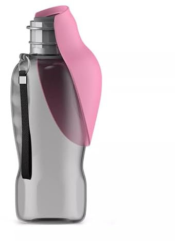 Portable Dog Water Bottle Pet Outdoor Travel Hiking Walking Drinking Cup 800ml (Pink, 1)