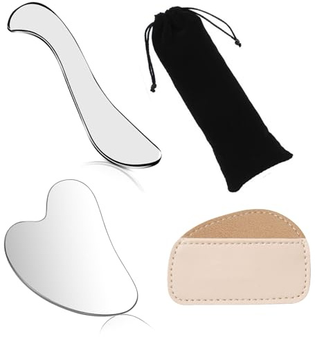 mohito 2 Stück Metall Scraping Massage,Herzform Gua Sha Massagewerkzeug,Multifunktions Gua Sha Schaber,Hautpflege Geschenk für Kiefer Konturierung und Entstauung Muskelentspannung Schmerzlinderung