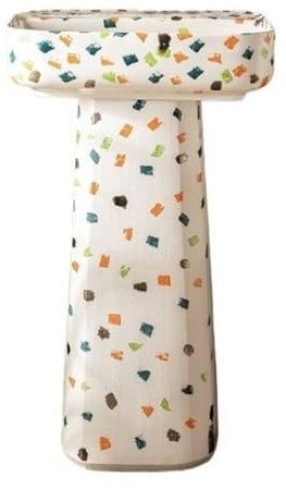 Lavabo de pedestal Fregaderos de pie for interiores y exteriores, lavabos de baño con pedestal de cerámica con recipiente rectangular, lavabo artístico con pedestal bohemio moderno Lavabo de tocador(F