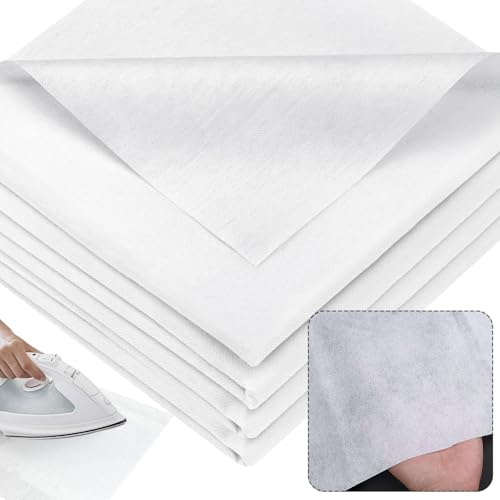 KOVSGQ Bügelvlies Bügeleinlage zum Verstärken 5x1m Bügelflies für Stoff Aufbügelbarer Vliesstoff Einlagestoff Weiß 55g/m² Vlies zum Aufbügeln für Bügelfalten Nähhandwerk Verstärkte Bekleidung