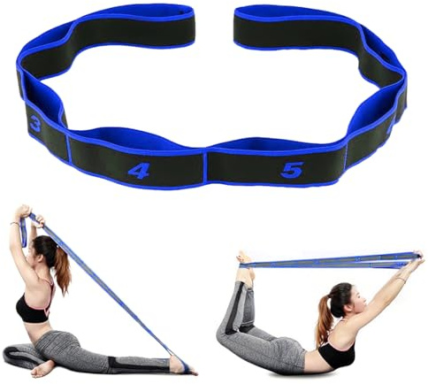 Band D'étirement de Yoga avec 10 Boucles, Band Elastique Sport, Jambes Ceinture D'étirement des Ligaments, Sangle de Elastique pour Yoga, Fitness, Pilates