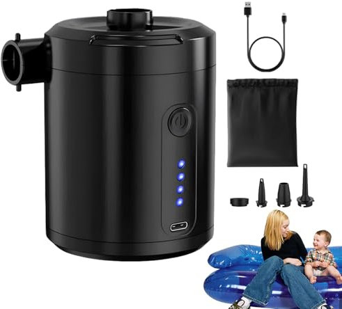 Electric Air Pump - Rechargeable Portable Electric Air Inflator,Fast Wireless Compressor Tool Low Noise Mattress Inflator for Camping Paddle Board Tent
