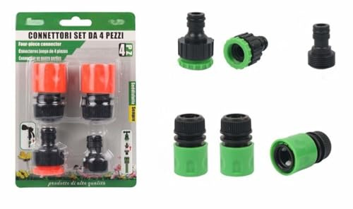 Kit Connettore per Tubo da Giardino 4 PEZZI con Waterstop 1/2, Attacco Rapido e Raccordi Femmina Premium 3/4 Raccordi per Tubo di Irrigazione, Tubo acqua Giardino