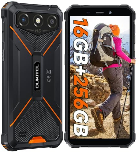 OUKITEL G3 Rugged Smartphone, 16GB+256GB/1TB Telefono Indistruttibile, 6300mAh Batteria, 6.0 Cellulare da Lavoro, 13MP+5MP Fotocamera, Android 14, 4G Dual SIM/IP68/IP69K/GPS/OTG/FACE ID/3.5mm Jack