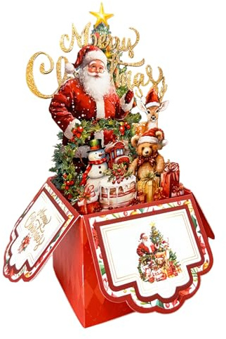 Weihnachtskarten 3D Pop Up, 3D Weihnachtskarte, Weihnachten Karten Pop Up Karte, Weihnachtsgrußkarte, Weihnachtsmann Weihnachtskarten, Weihnachten Grußkarten Weihnachtsgeschenke (A)