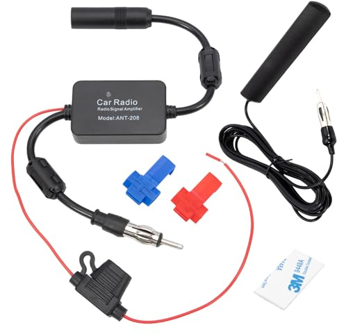Adattatore per Antenna Autoradio da Parabrezza con Amplificatore di Segnale, Connettore DIN, Alimentazione a 12V, Adatto per Autoradio Stereo FM/AM