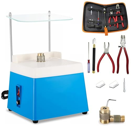 CISSIYOG Portable Stained Glass Grinder, 4200RPM Glass Grinding Tools | with Glass Cutter Tool Kit, 2 Diamond Grinder Bits & Baffle for DIY,Ceramics,Jewelry,Stained Glass