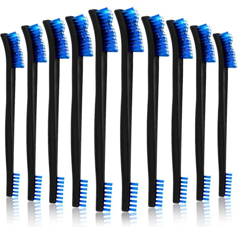 DOPENSPI 10 Pcs Small Cleaning Brushes, 17cm/6.69in Double-Ended | Nylon Detail Brush Set for Jewelry Car Kitchen Bathroom Tight Spaces Crevice Cleaning