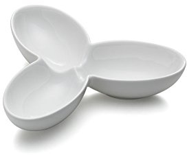 Maxwell & Williams Gifts Blattschale 3-Geteilt, Schale, Schälchen, Snackschale, Dipschälchen, Porzellan, Weiß, 21 cm x 16 cm, AA5615