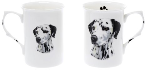(BB25) Set of 2 Bone China BEAKERS/Mugs Dalmatian Dog Presentation Gift Boxed- Lovely Gift Kirsty Jayne China