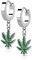 Bungsa Ohrstecker Creolen silber mit Anhänger Hanf Marihuana/Cannabis Design aus 316L Edelstahl