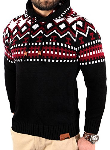 Reslad Norweger Pullover Herren Winterpullover Kapuzenpullover | Strickpullover für Männer RS-3013