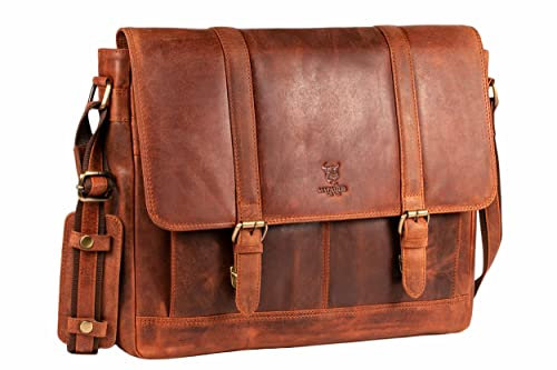 MATADOR® Sac à bandoulière en cuir pour homme MacBook Pro Air - Pour ordinateur portable jusqu'à 17 - Grand iPad, mat, 42 x 33 x 9 CM