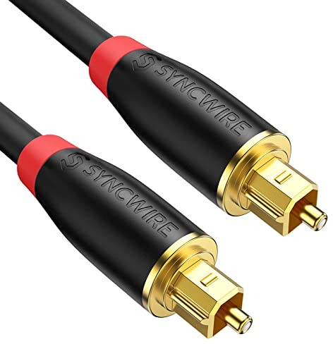 Syncwire Cable Optique Audio Numérique Cordon Fibre Optique Toslink Digital 24K Platinum Male à Male pour HiFi Home Cinéma, Sound Bar, TV, PS4, Xbox, Amplificateur, Playstation, Freebox - 3M Noir