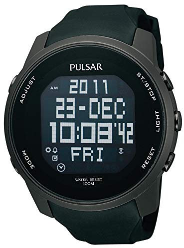 Pulsar Mens Digital Ion überzogenem Stahl schwarzes Kautschukband Uhr PQ2011X1
