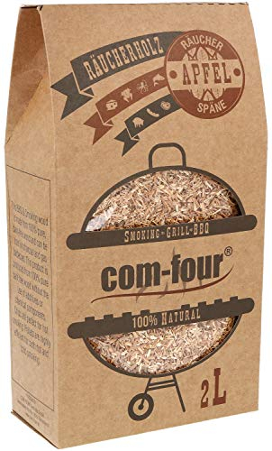 com-four® Premium Räucherspäne aus Apfelbaumholz - 100% natürliches Raucharoma Apfel - Räucherholz für Smoker, Kugelgrill, Standgrill und Gas-Grill - 500 g