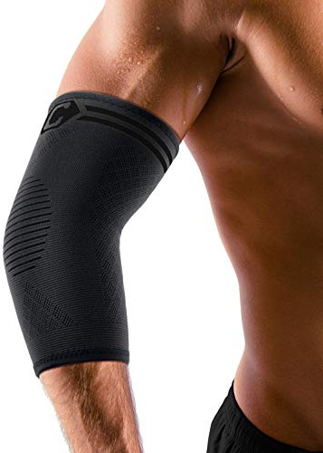CAMBIVO Elbow Compression Sleeve 2 Pack for Tennis, Golf, Gym Workouts & Daily Activities, Anti-Slip Elbow Support for Tendonitis, Arthritis & Repetitive Arm Use