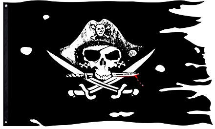 FLAGLINK Gruselige Ragged Broadsword Old Skull Bones Jack Rackham Pirate Flagge Ragged Chest