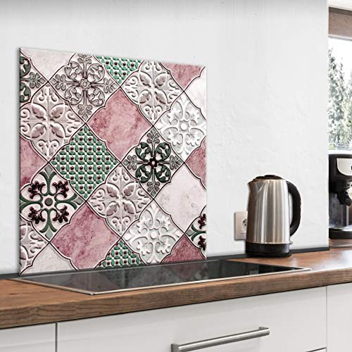 murando Spritzschutz Glas für Küche 80x80 cm Küchenrückwand Küchenspritzschutz Fliesenschutz Glasbild Dekoglas Küchenspiegel Glasrückwand Fliesen Mosaik - f-B-0297-aq-a