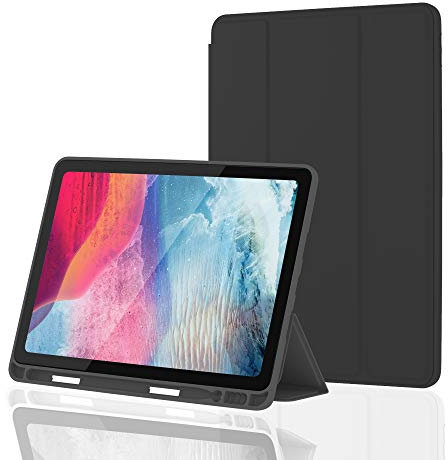 Custodia per iPad Air 3 2019 con portamatite ultra sottile morbido TPU Cover posteriore con Auto Sleep/Wake Full Body Protettiva Smart Case per iPad Air 3a generazione 2019/iPad Pro 10.5 2017 (nero)