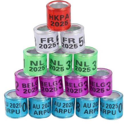 FULAIERGD 100 anelli multicolore in alluminio per gambe di piccione, anelli per gambe a colomba, identificano le fasce in plastica con anello per il piede degli uccelli 2025 (multicolore)