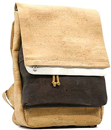 Malandro Fashion Kork Rucksack 'VIETA', Beige / Braun, (ca. 40 cm x 29 cm x 9,5 cm (Höhe x Breite x Tiefe))
