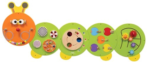 VIGA Holz-Wandspielzeug Raupe, 5-teilig, ab 18 Monaten