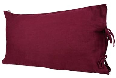 beties Leinen Kissenbezug ca. 40x60 cm 100% Leinen Stone-Washed Kopfkissenbezug mit Hotelverschluss (Merlot-rot)